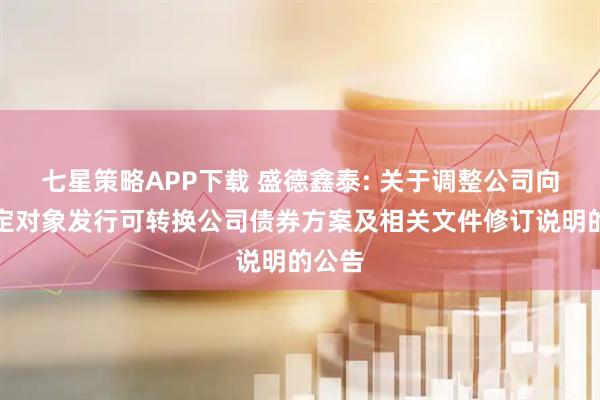 七星策略APP下载 盛德鑫泰: 关于调整公司向不特定对象发行可转换公司债券方案及相关文件修订说明的公告